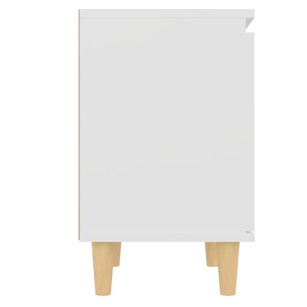 Bedside Table Nightstand Solid Wood Legs White Storage Cabinet 2 Pieces