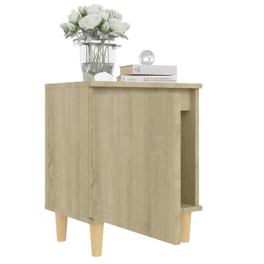 Bedside Table Wooden Legs 40x30x50cm Sonoma Oak 2 Piece