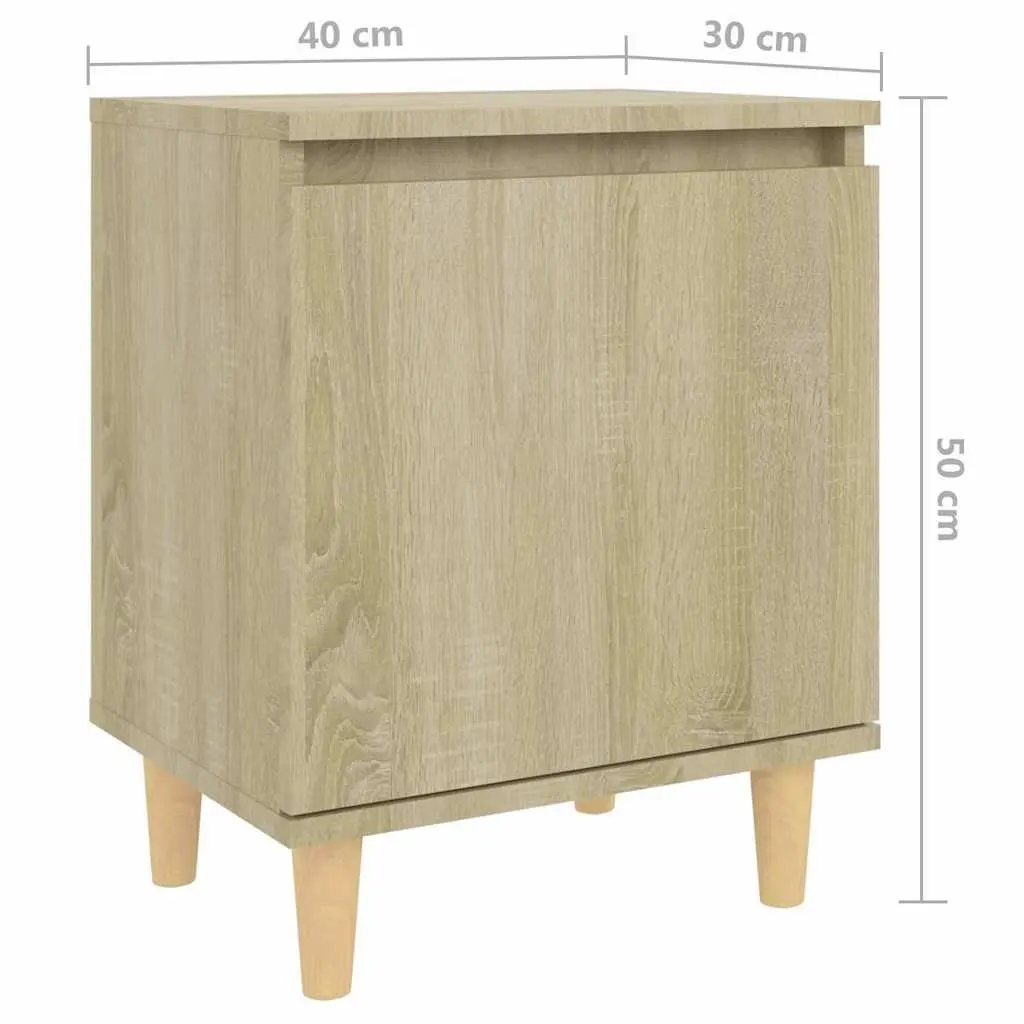 Bedside Table Wooden Legs 40x30x50cm Sonoma Oak 2 Piece