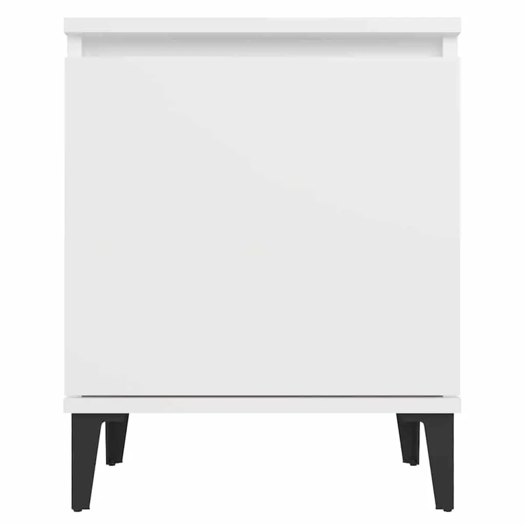 White Nightstand with Storage Compartment Metal Legs 40x30x50cm