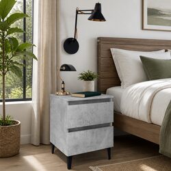 Bedside Tables 2 pcs Concrete Grey Bed Cabinets Nightstands with Drawers