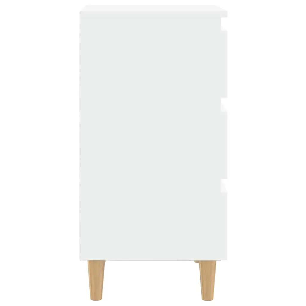 Bedside Tables Solid Wood Legs 40x35x69cm White 2 pcs