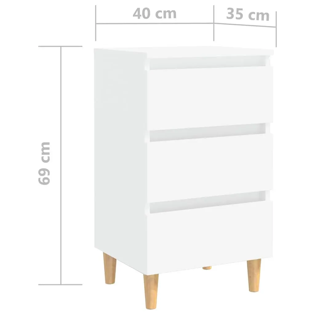 Bedside Tables Solid Wood Legs 40x35x69cm White 2 pcs
