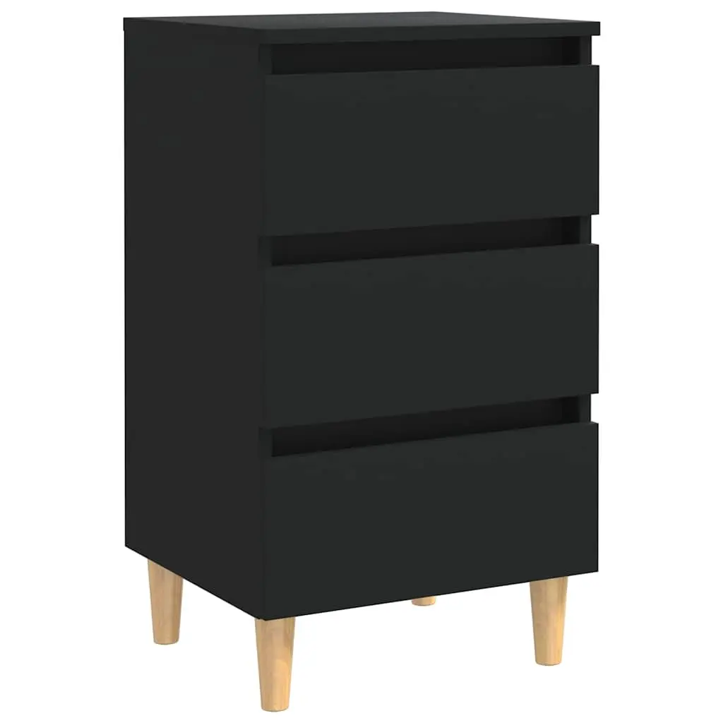 Bedside Tables Solid Wood Legs 40x35x69cm Black 2 pcs