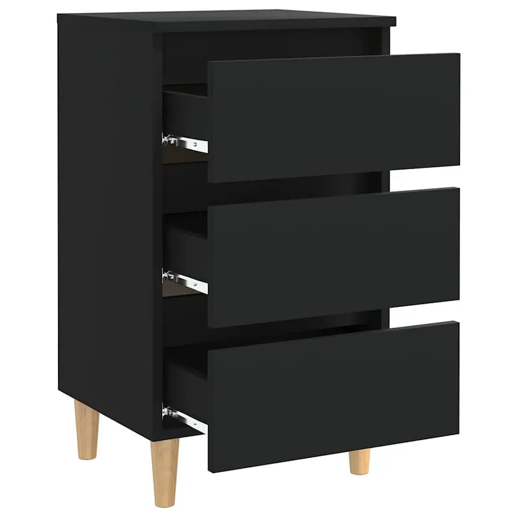 Bedside Tables Solid Wood Legs 40x35x69cm Black 2 pcs