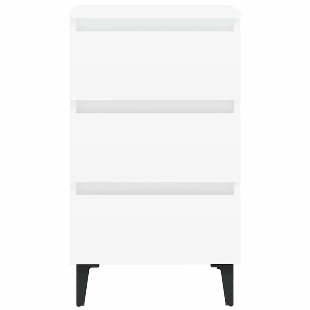 Nightstand Set White Metal Legs 40x35x69cm 2 Piece Storage Cabinet