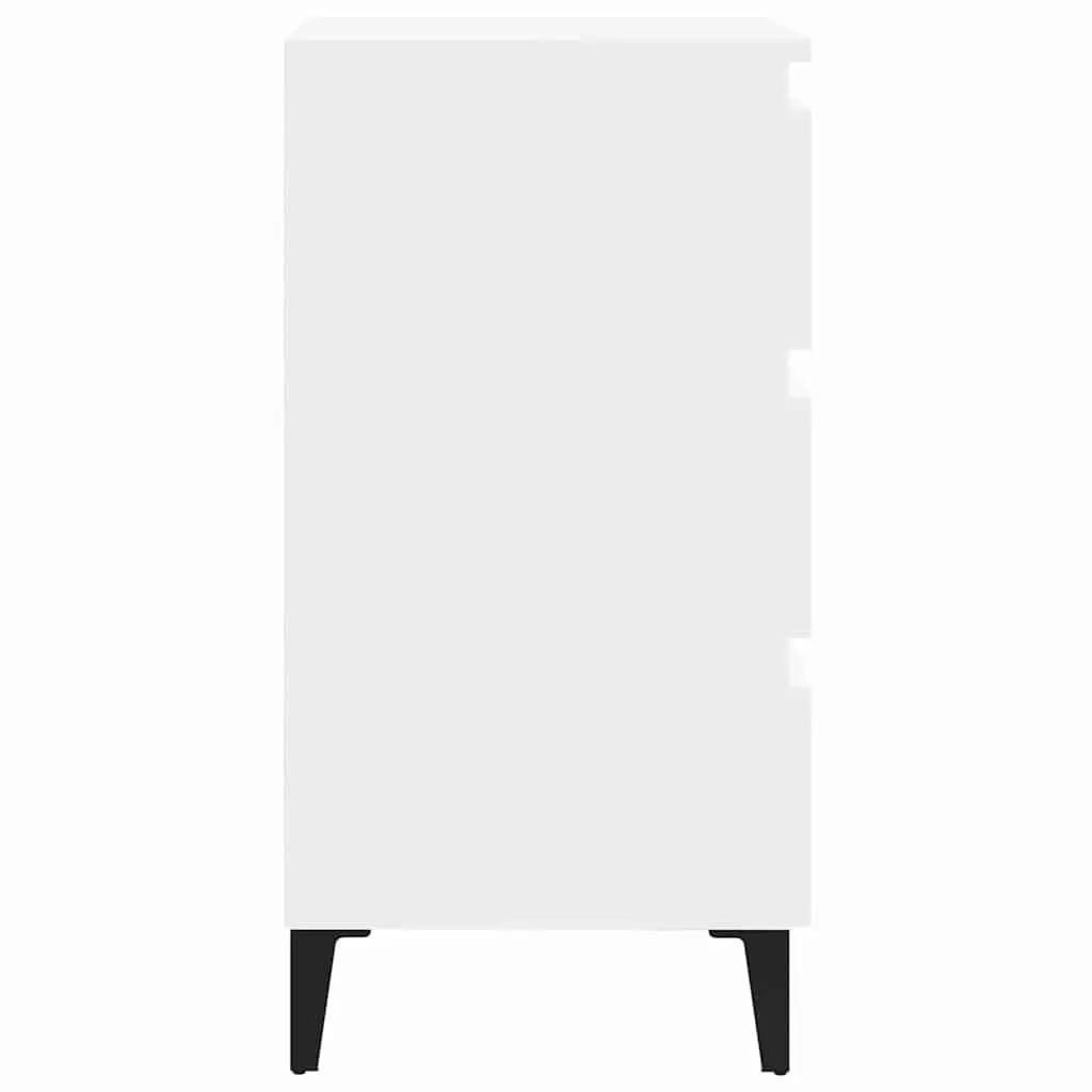 Nightstand Set White Metal Legs 40x35x69cm 2 Piece Storage Cabinet