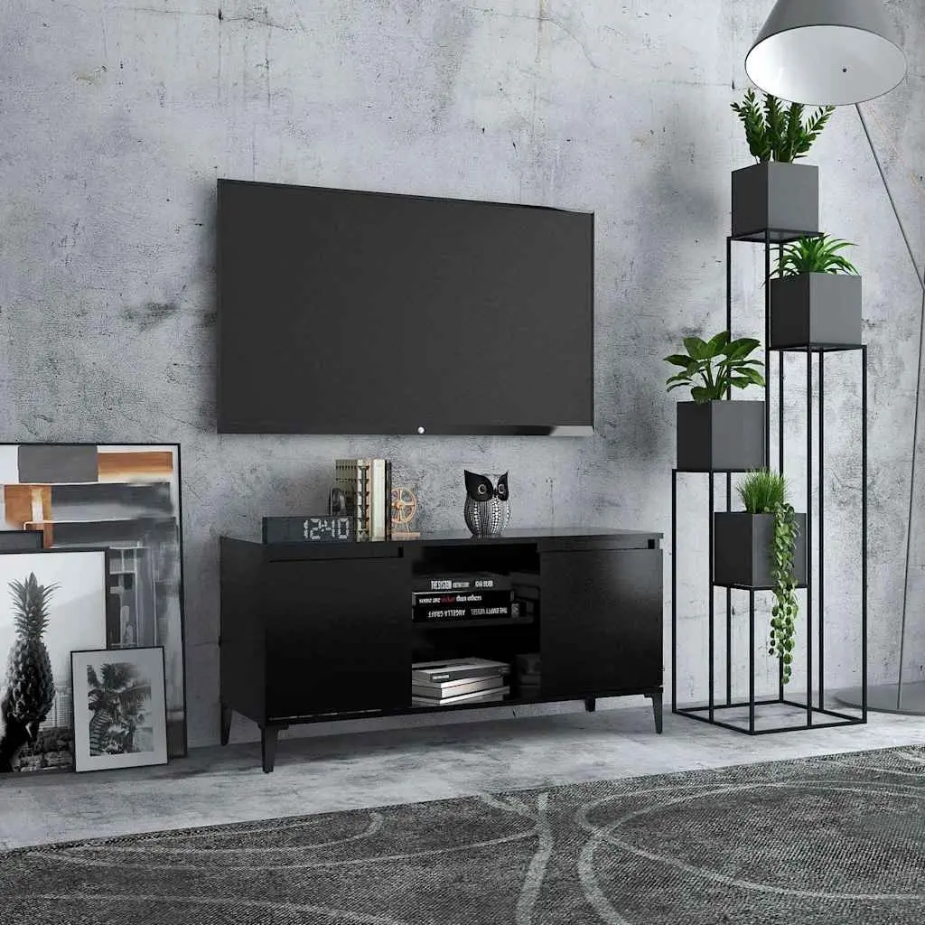 TV Cabinet Engineered Wood Black Industrial Style 103.5cm x 35cm x 50cm