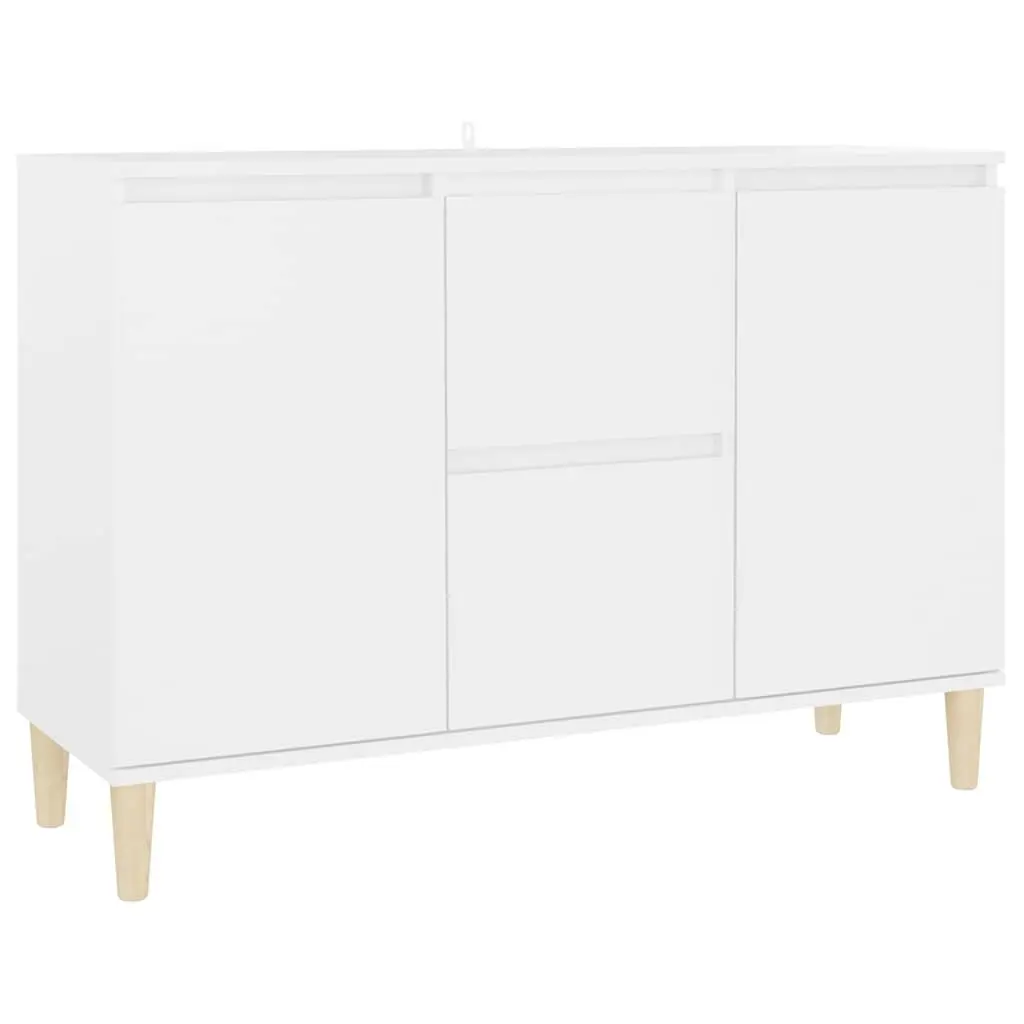 Sideboard Cabinet Engineered Wood 101cm x 35cm x 70cm White 2 Drawers 2 Doors