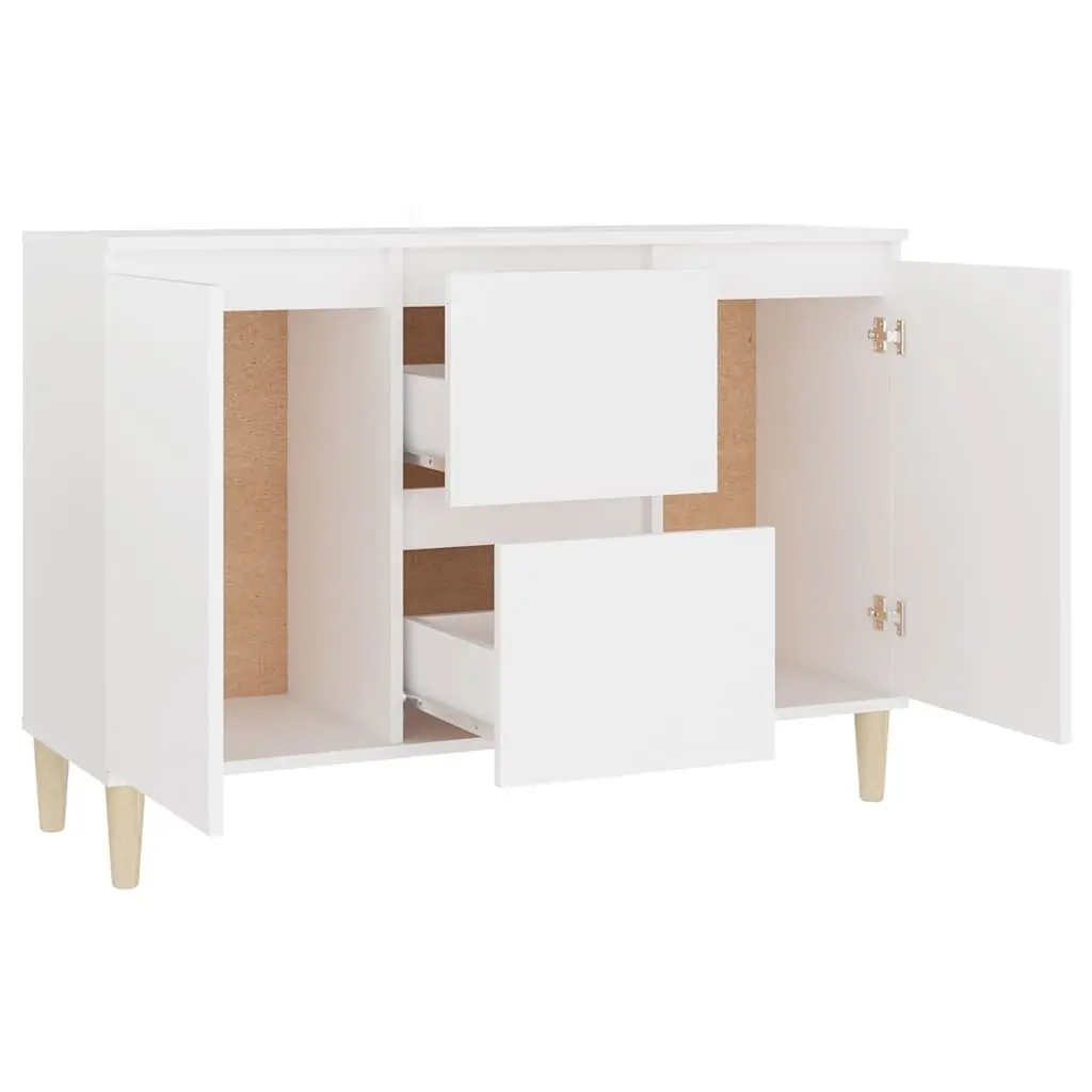 Sideboard Cabinet Engineered Wood 101cm x 35cm x 70cm White 2 Drawers 2 Doors