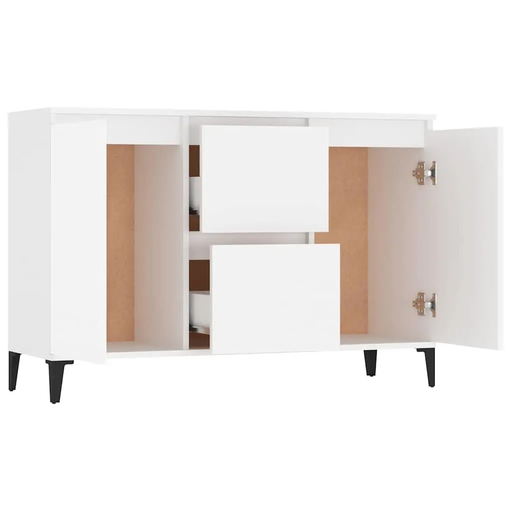 Sideboard Cabinet White Storage Furniture 2 Drawers 2 Doors Buffet Industrial