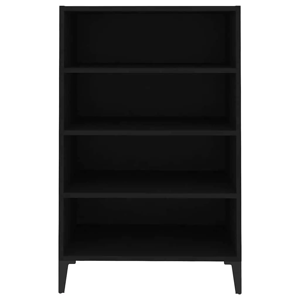 Sideboard Cabinet Engineered Wood 57x35x90cm Black 4 Shelves Living Room Storage