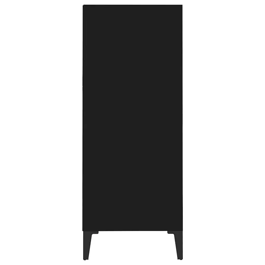 Sideboard Cabinet Engineered Wood 57x35x90cm Black 4 Shelves Living Room Storage