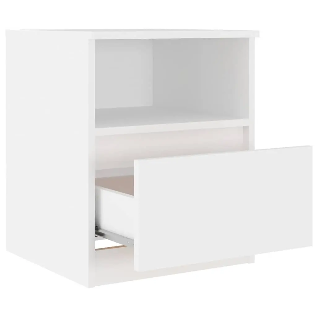 Bedside Table Engineered Wood 40x40x50cm White Nightstand Cabinet Drawer Shelf Storage Organizer