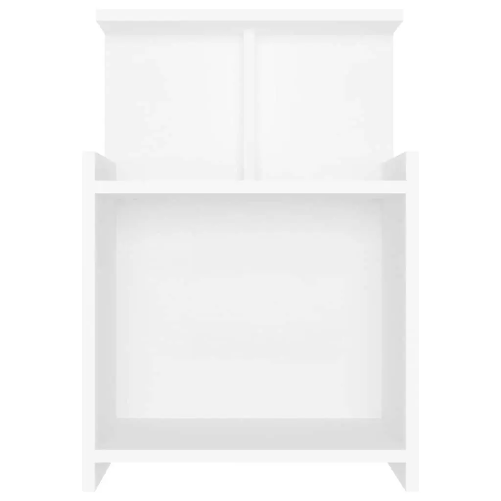 White Bedside Tables 2 Piece Engineered Wood Nightstands with 3 Open Shelves