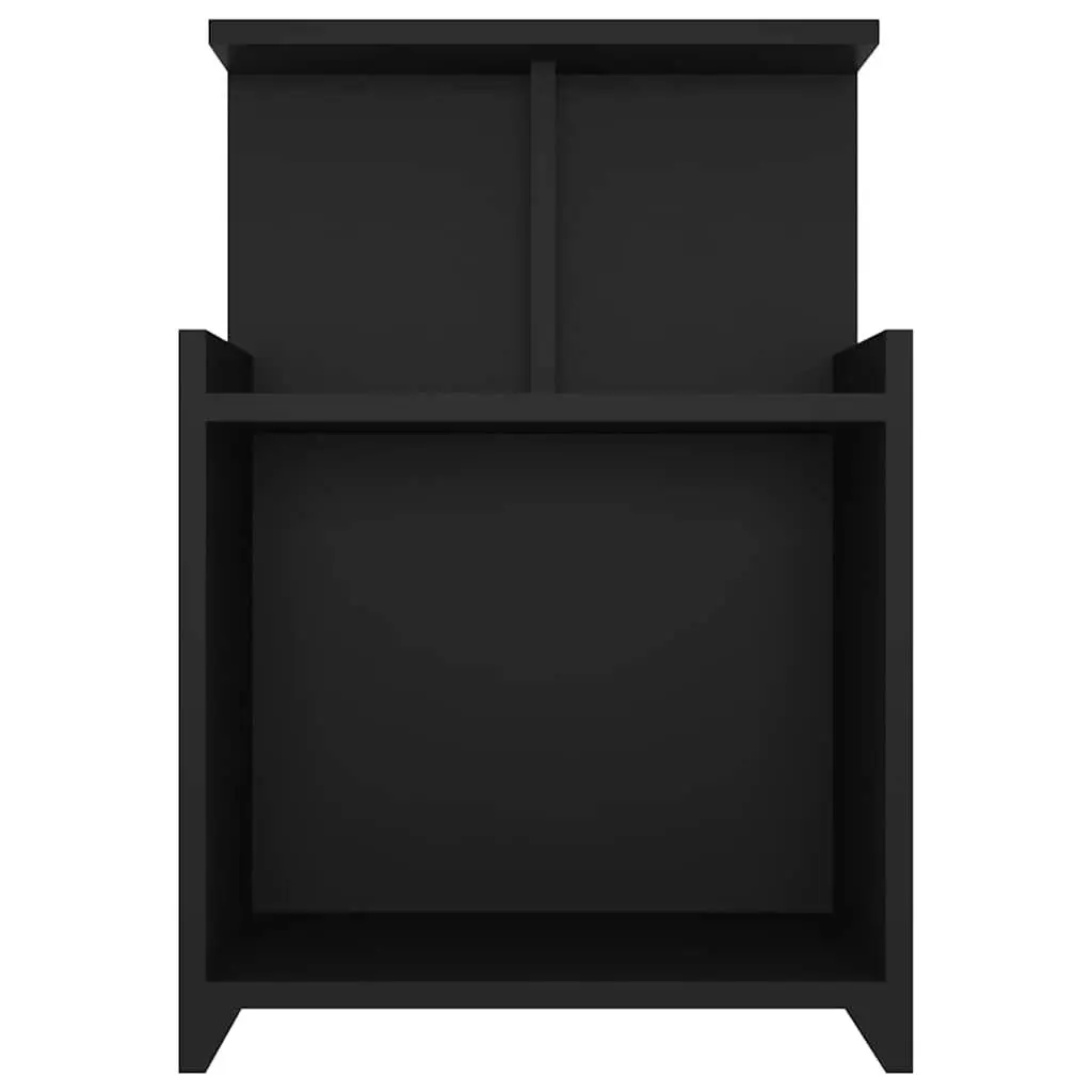 Black Nightstand Set of 2 Engineered Wood Bedside Tables with Open Shelves 40x35x60cm Storage Cabinet