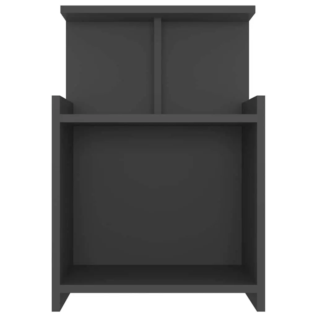 Bedside Table Engineered Wood 40x35x60cm Grey with 3 Open Shelves