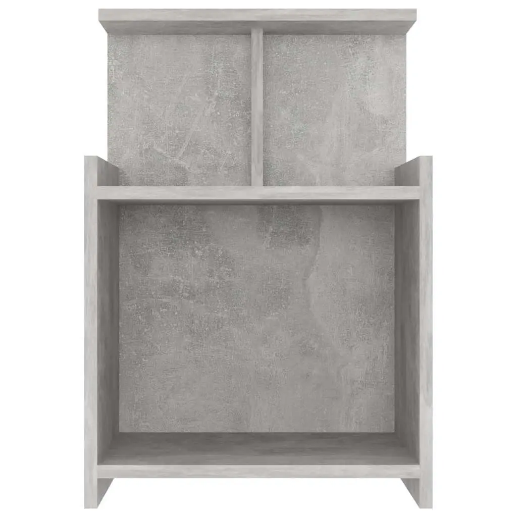Bedside Table Engineered Wood 40x35x60cm Grey Open Shelves Storage Cabinet Nightstand
