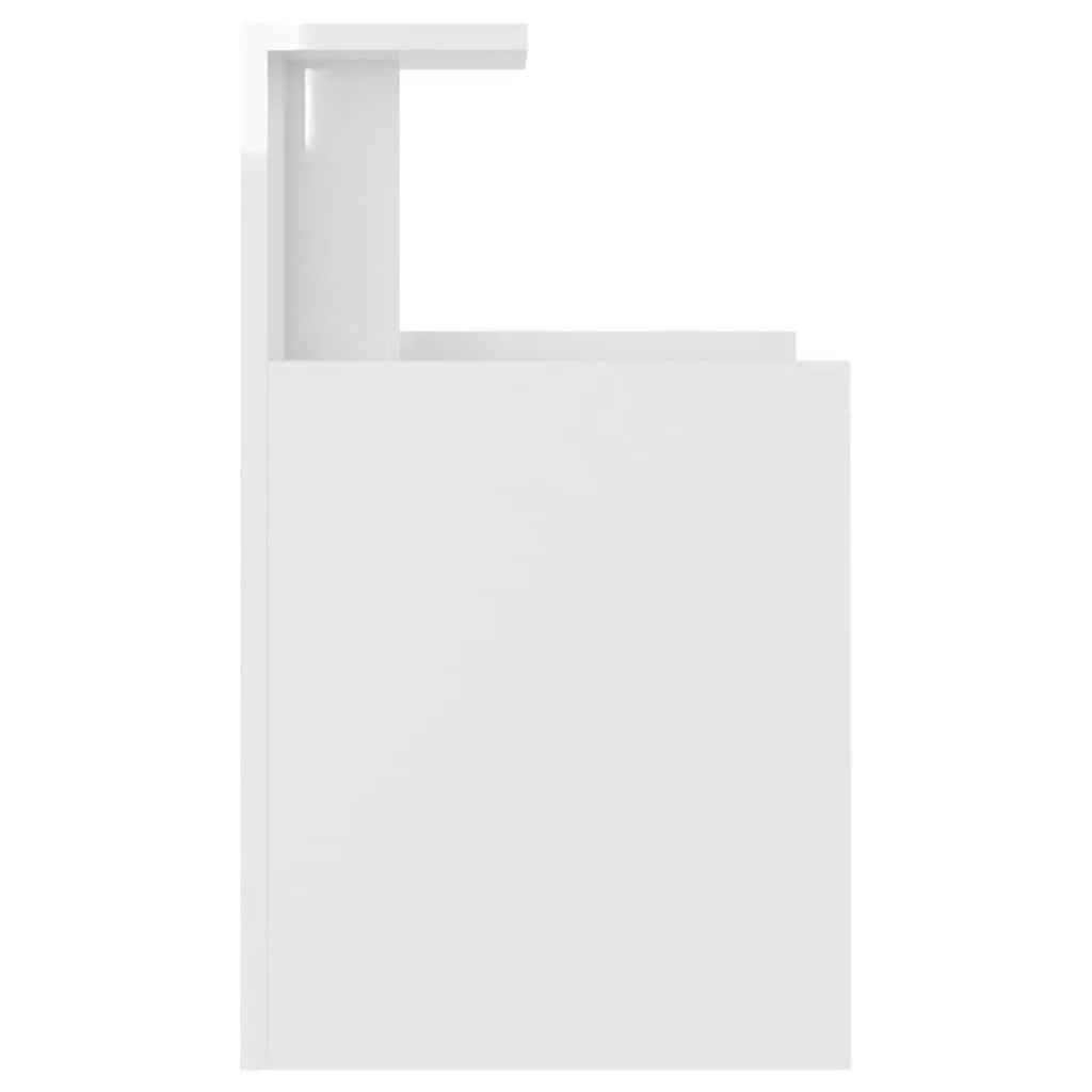 Bedside Table Engineered Wood 40 x 35 x 60 cm High Gloss White 3 Open Shelves Nightstand Storage Cabinet