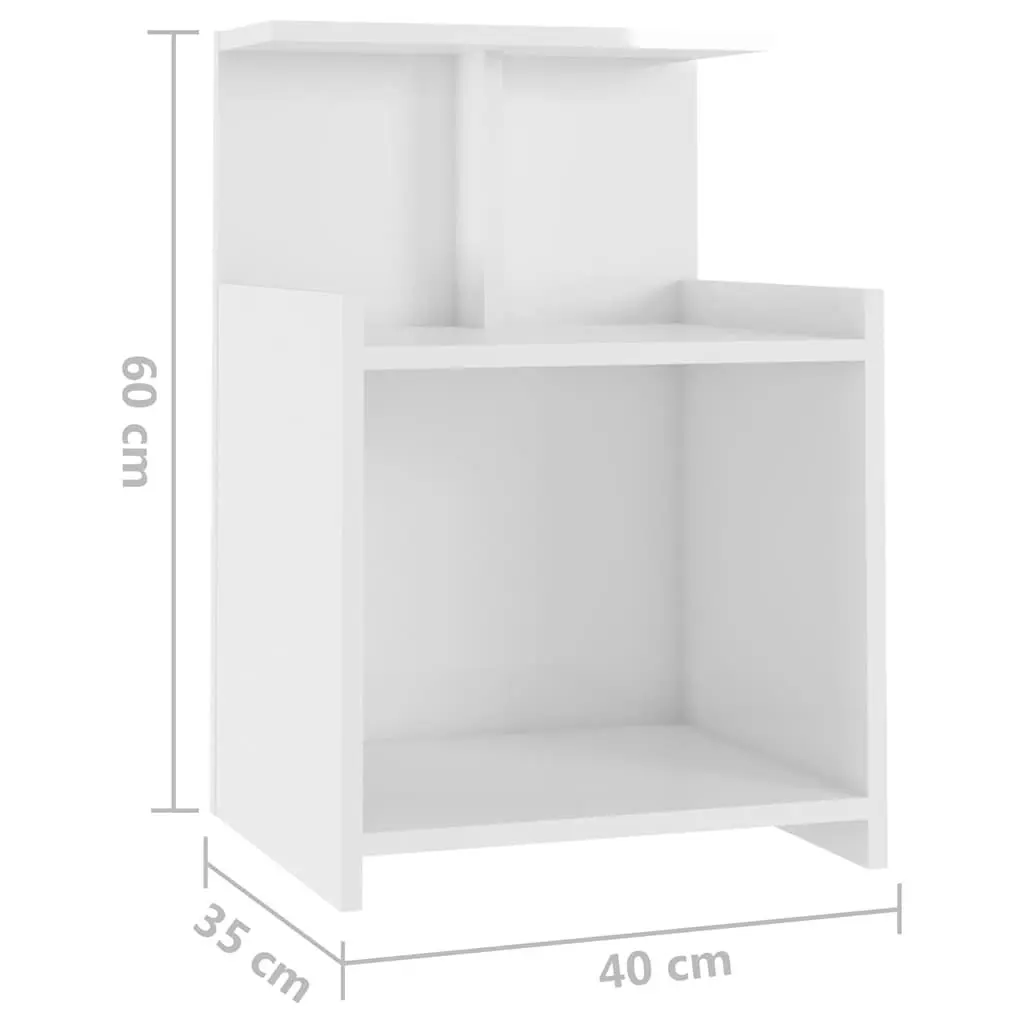 Bedside Tables High Gloss White 40x35x60cm Nightstands 2pcs Bed Cabinets