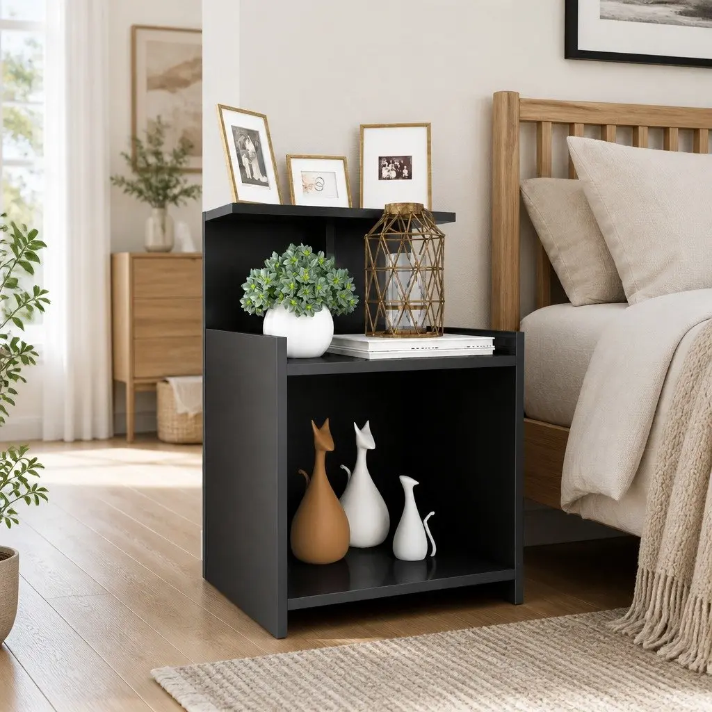 Bedside Table High Gloss Engineered Wood 40x35x60 cm Grey 2 pcs