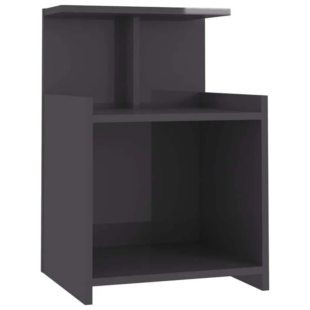 Bedside Table High Gloss Engineered Wood 40x35x60 cm Grey 2 pcs