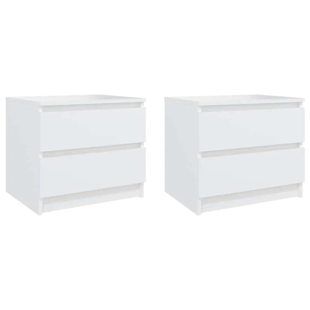 Bedside Tables Engineered Wood 50x39x43.5 cm White 2 Piece