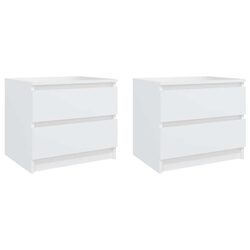 Bed Cabinets 2 pcs White Bedside Table Nightstand Bedroom Storage 50x39x43.5 cm