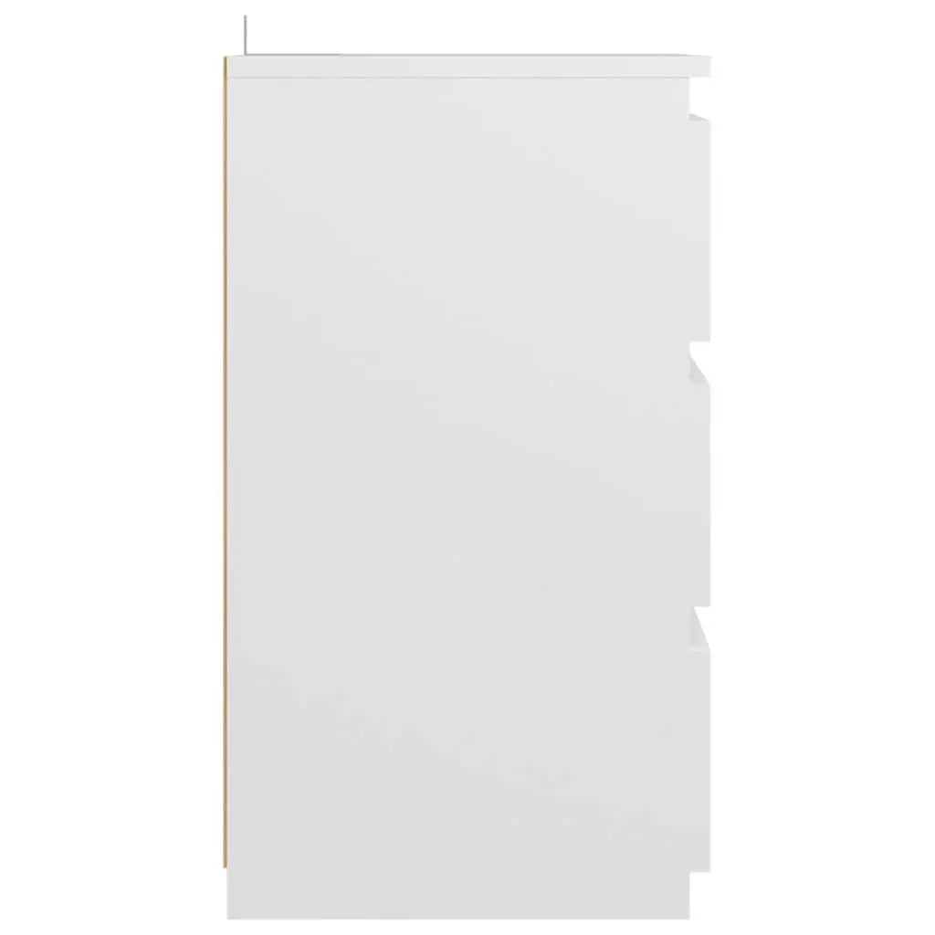 White Bedside Cabinet Engineered Wood Nightstand 3 Drawer Bedroom Storage Unit 40x35x62.5cm