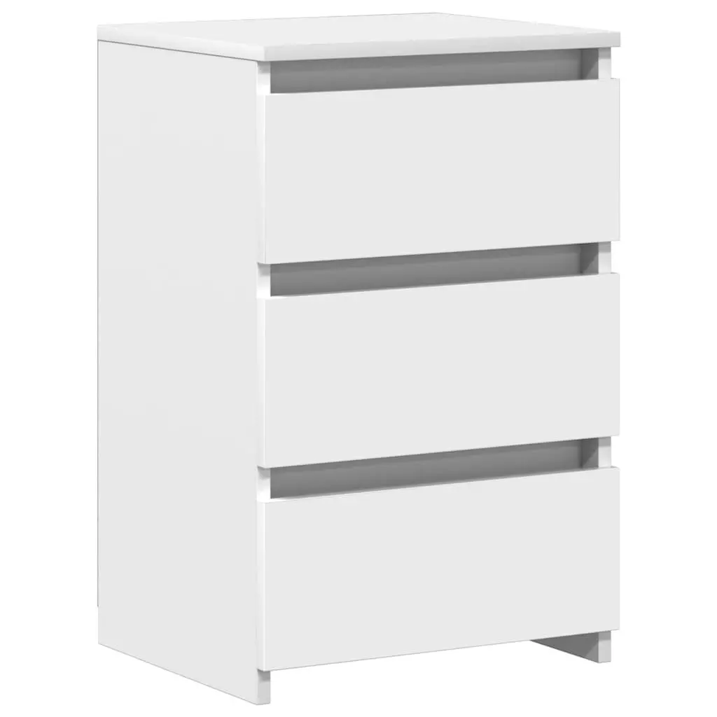 White Nightstands 2 Piece Engineered Wood Storage Cabinets 40x35x62.5cm for Bedroom