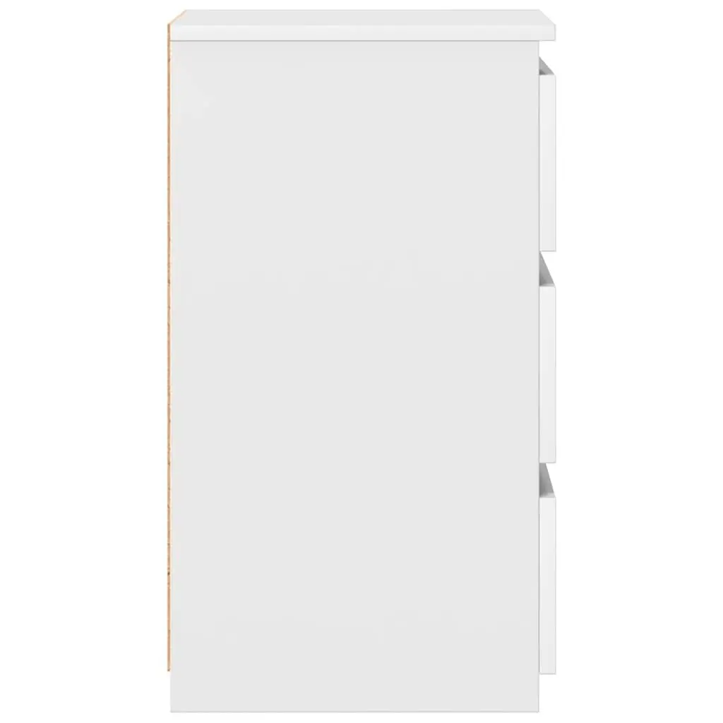 White Nightstands 2 Piece Engineered Wood Storage Cabinets 40x35x62.5cm for Bedroom
