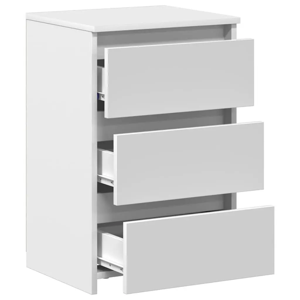 White Nightstands 2 Piece Engineered Wood Storage Cabinets 40x35x62.5cm for Bedroom