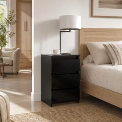 Functional Black Bedside Table with Ample Storage Space