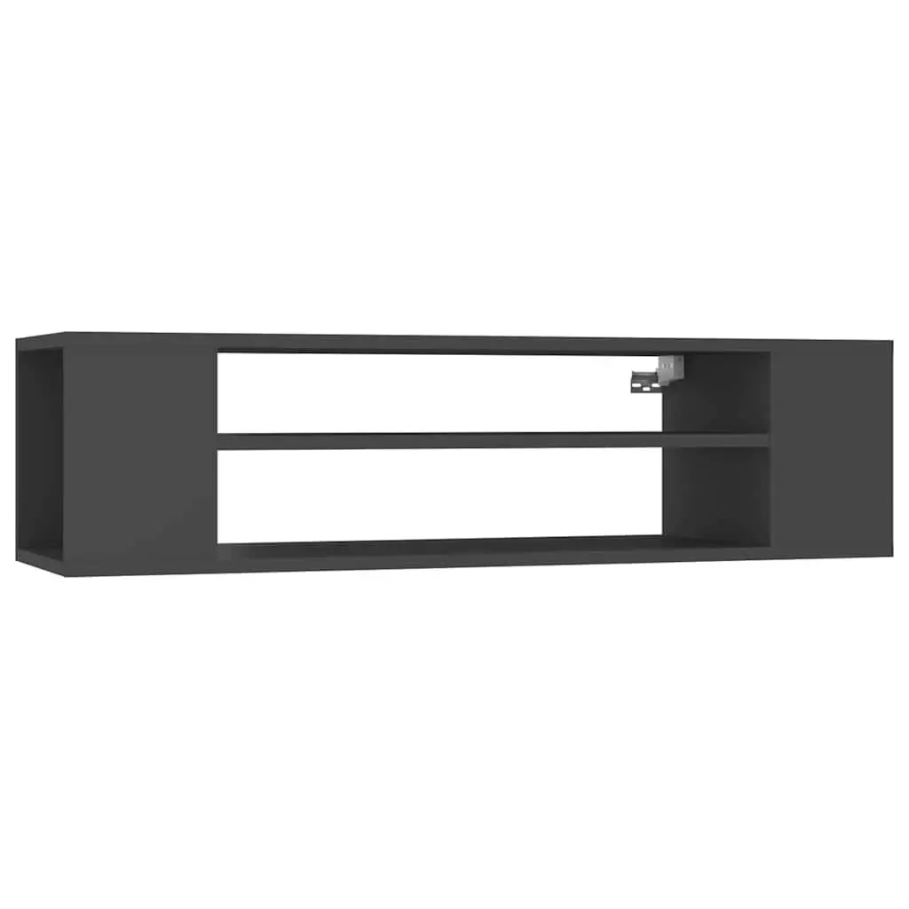 Hanging TV Cabinet Engineered Wood 100 x 30 x 26.5 cm Grey Wall-Mounted Storage Unit Open Compartments