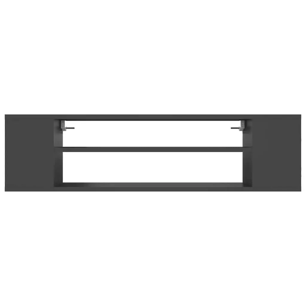 Hanging TV Cabinet Engineered Wood 100 x 30 x 26.5 cm Grey Wall-Mounted Storage Unit Open Compartments