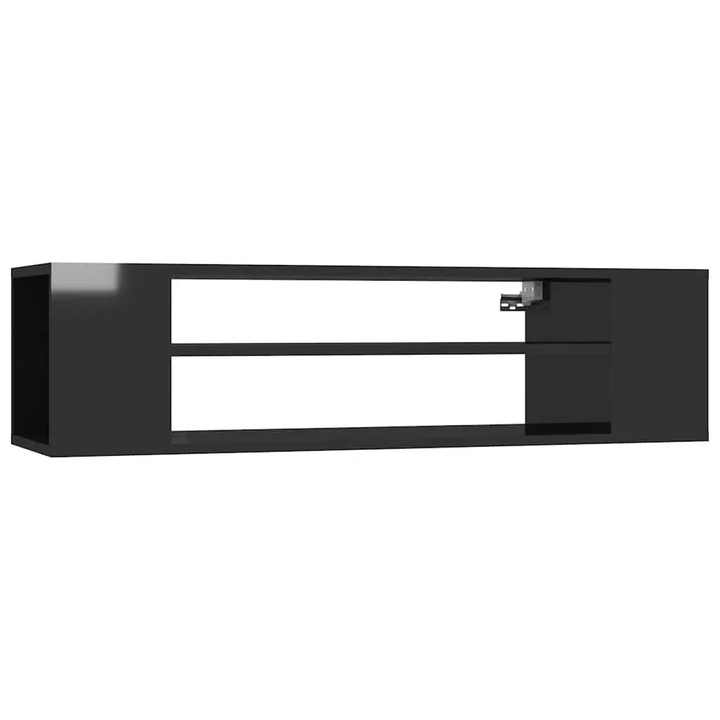 Hanging TV Cabinet Engineered Wood 100 x 30 x 26.5 cm High Gloss Black