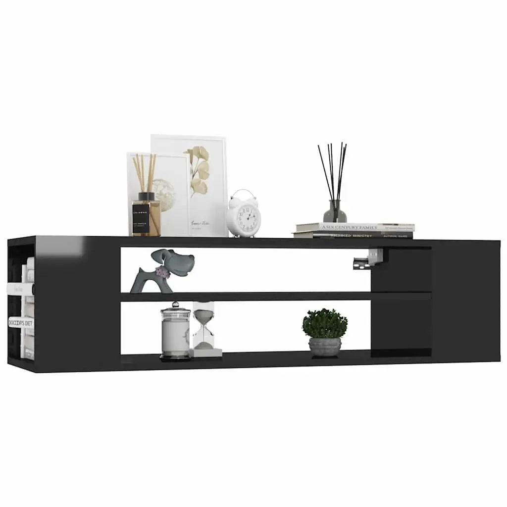 Hanging TV Cabinet Engineered Wood 100 x 30 x 26.5 cm High Gloss Black