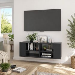 Functional Grey TV Cabinet for Wall-Mounted Use