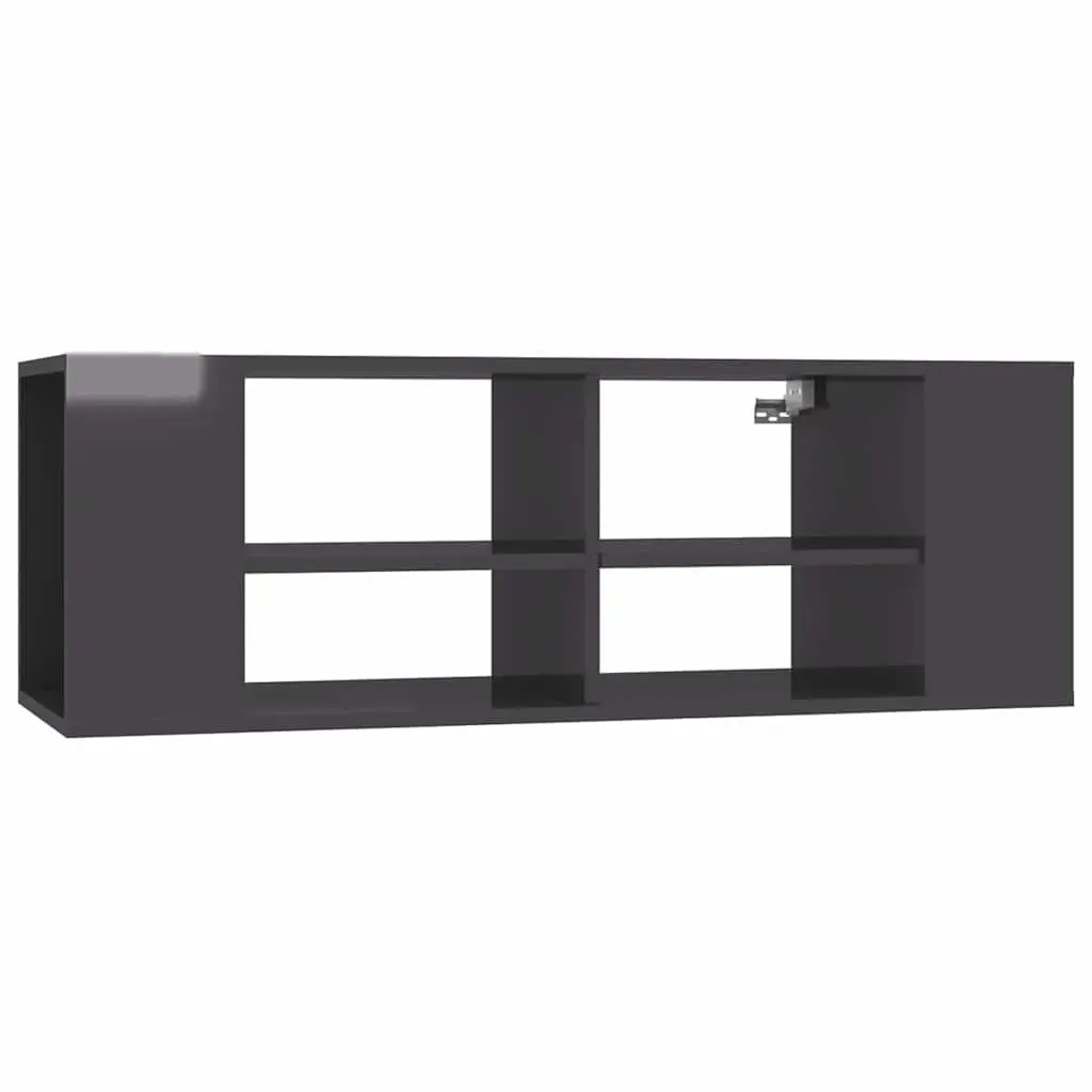 Wall-Mounted TV Cabinet Engineered Wood Grey High Gloss 102 x 35 x 35 cm