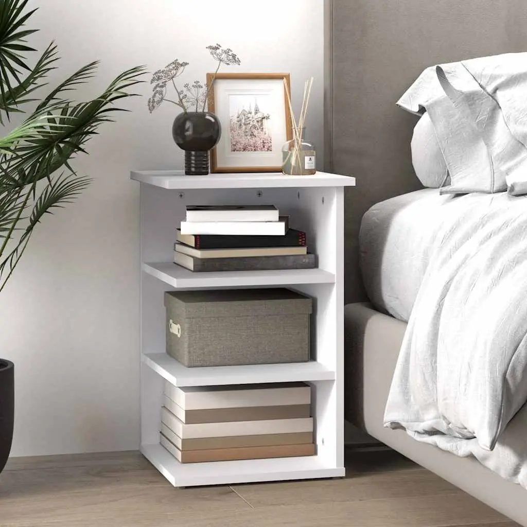 White Side Cabinet 3-Shelf Storage Buffet Sideboard Engineered Wood Furniture