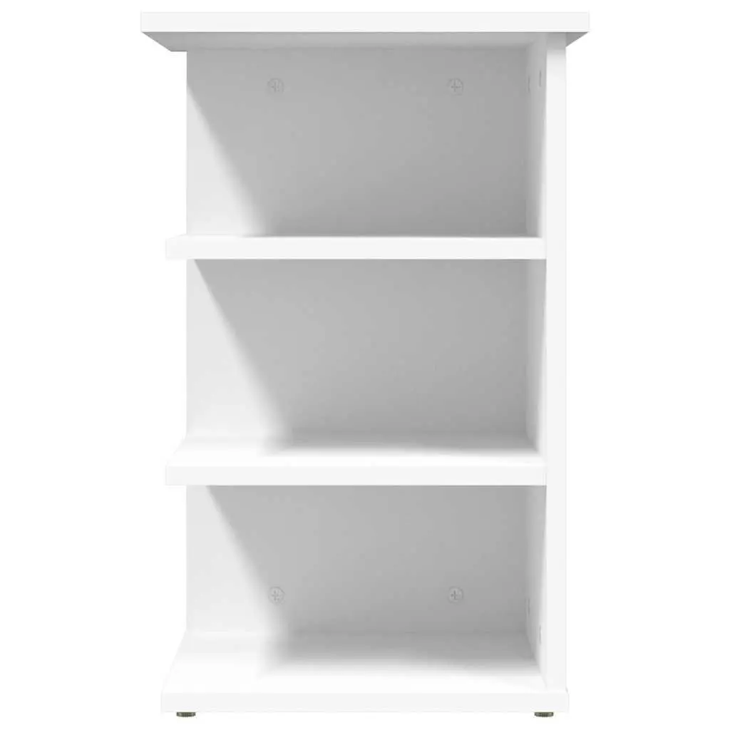 White Side Cabinet 3-Shelf Storage Buffet Sideboard Engineered Wood Furniture