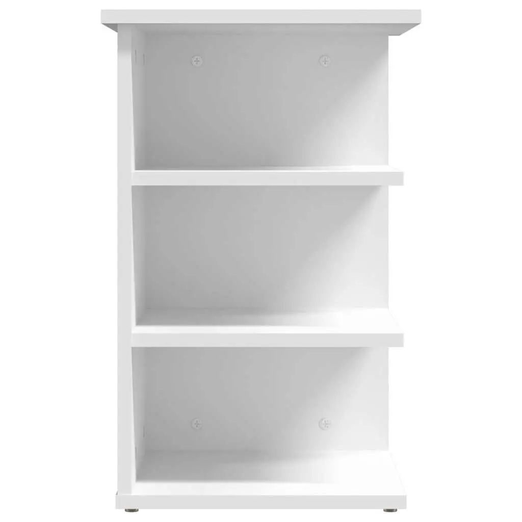 White Side Cabinet 3-Shelf Storage Buffet Sideboard Engineered Wood Furniture