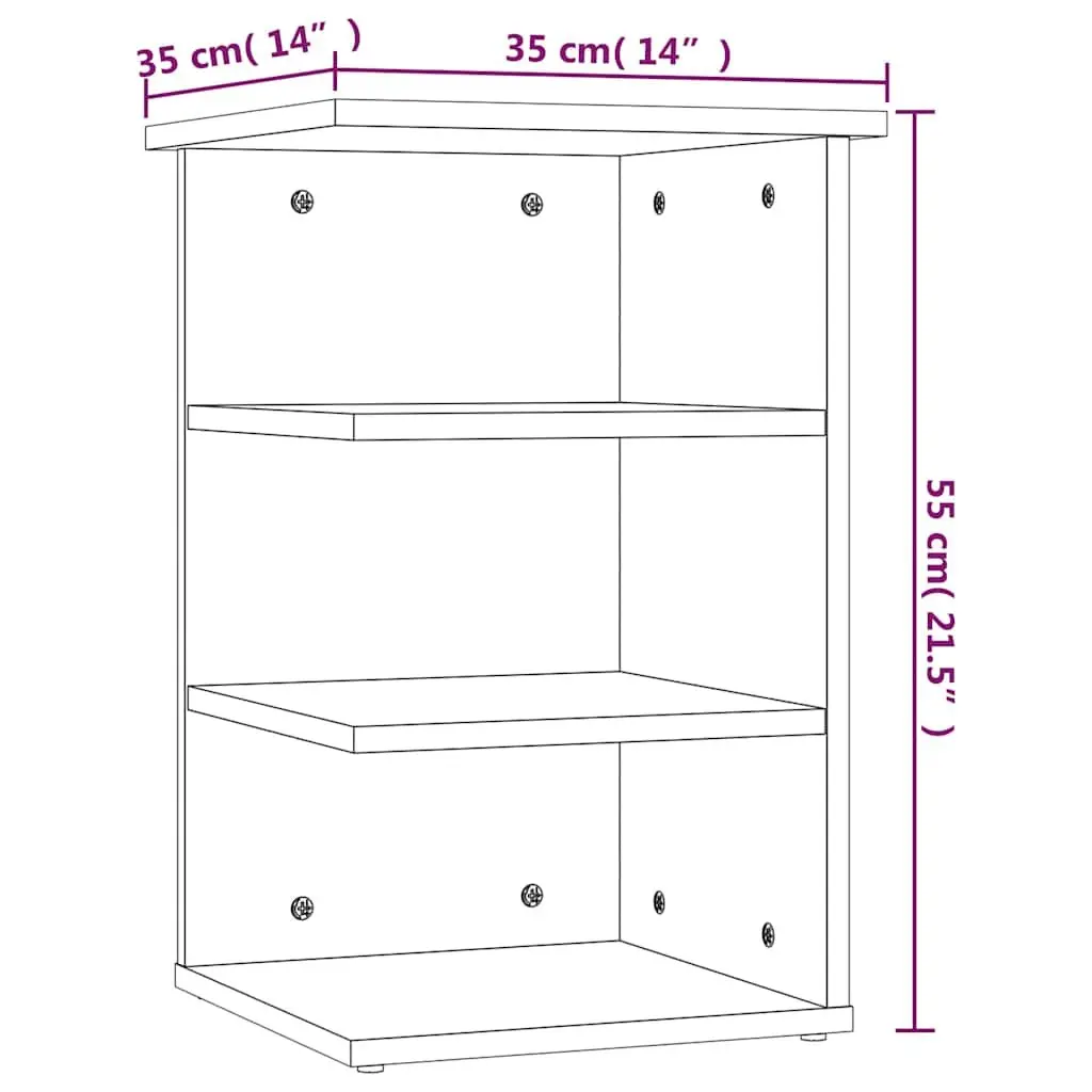 White Side Cabinet 3-Shelf Storage Buffet Sideboard Engineered Wood Furniture