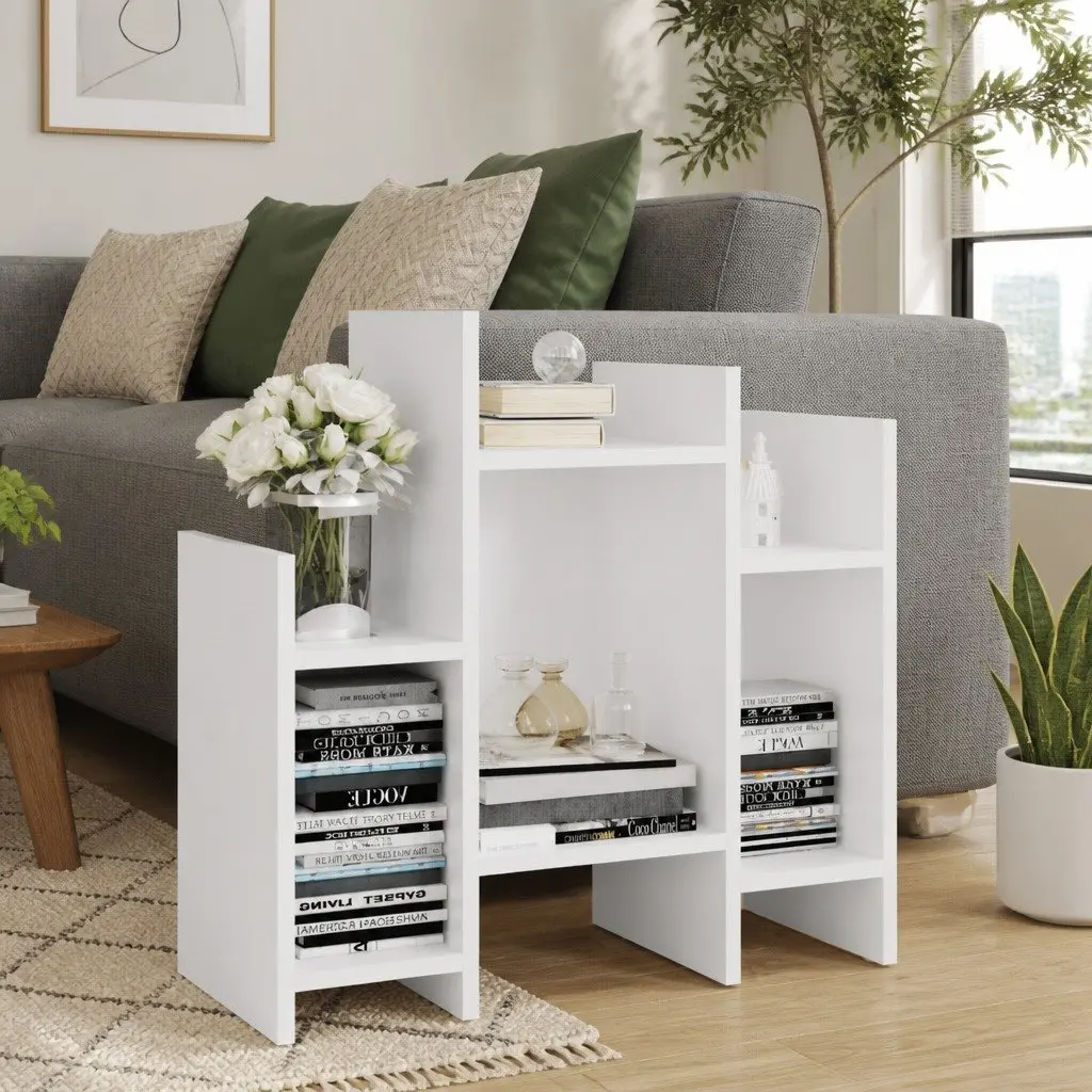 White 6-Shelf Side Cabinet for Home Use