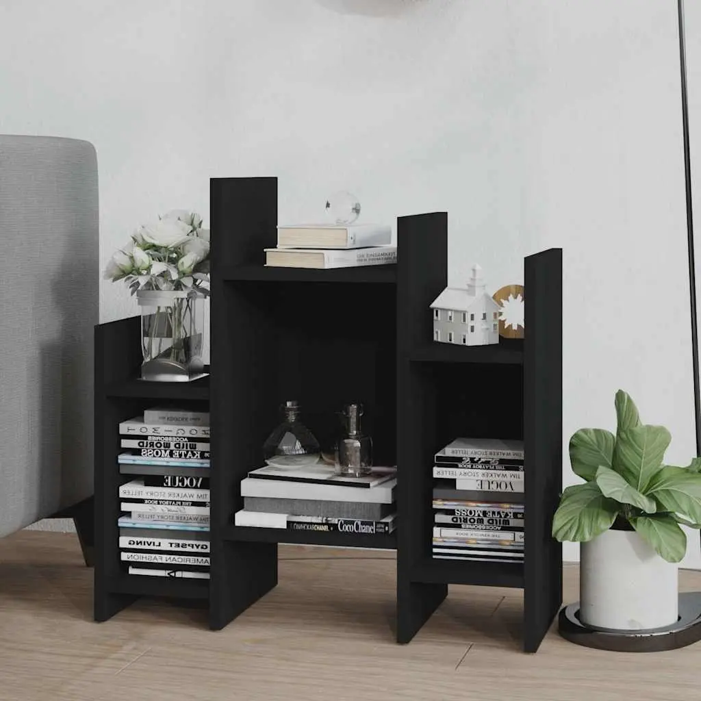 Side Cabinet Black Storage Furniture with 6 Shelves Engineered Wood Home