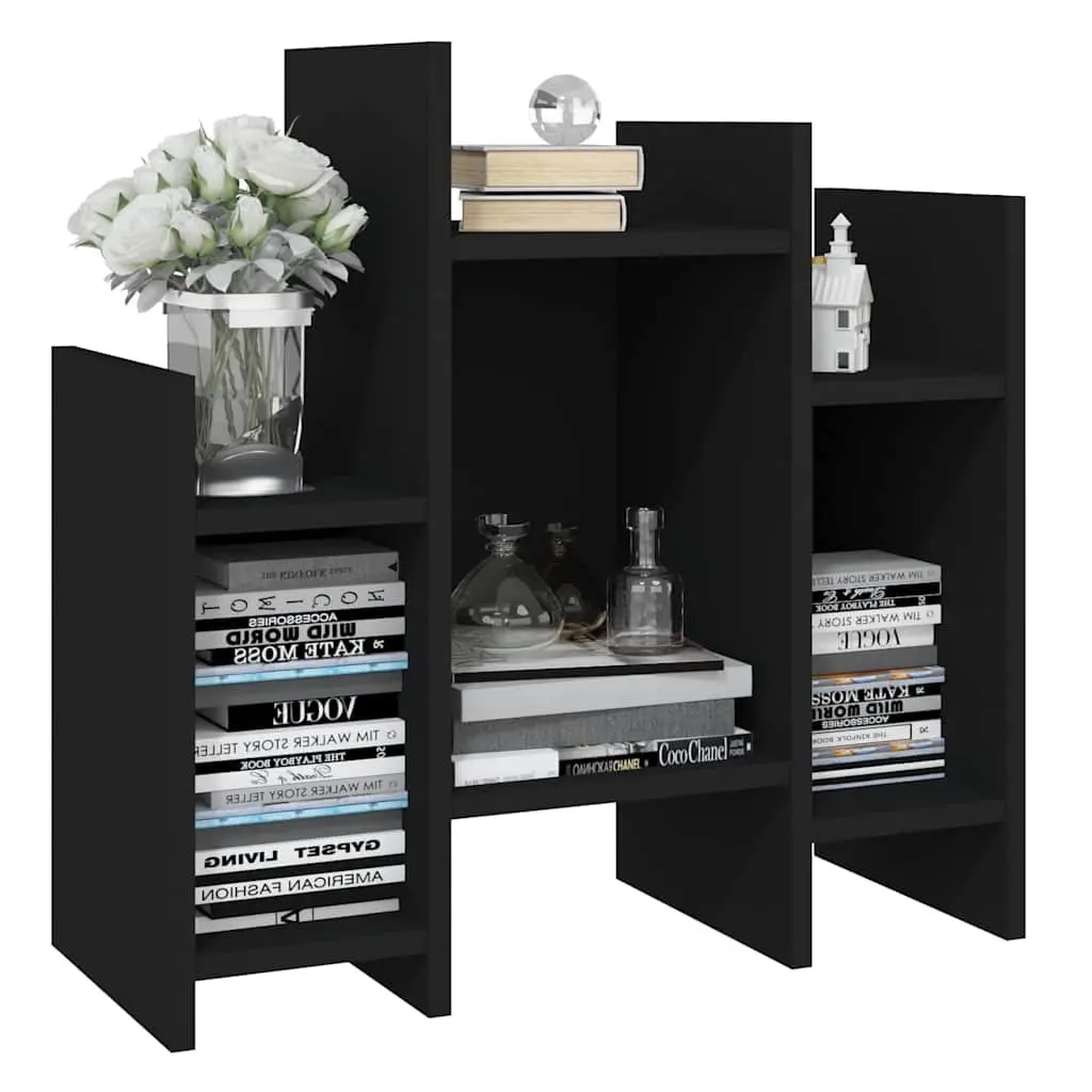 Side Cabinet Black Storage Furniture with 6 Shelves Engineered Wood Home
