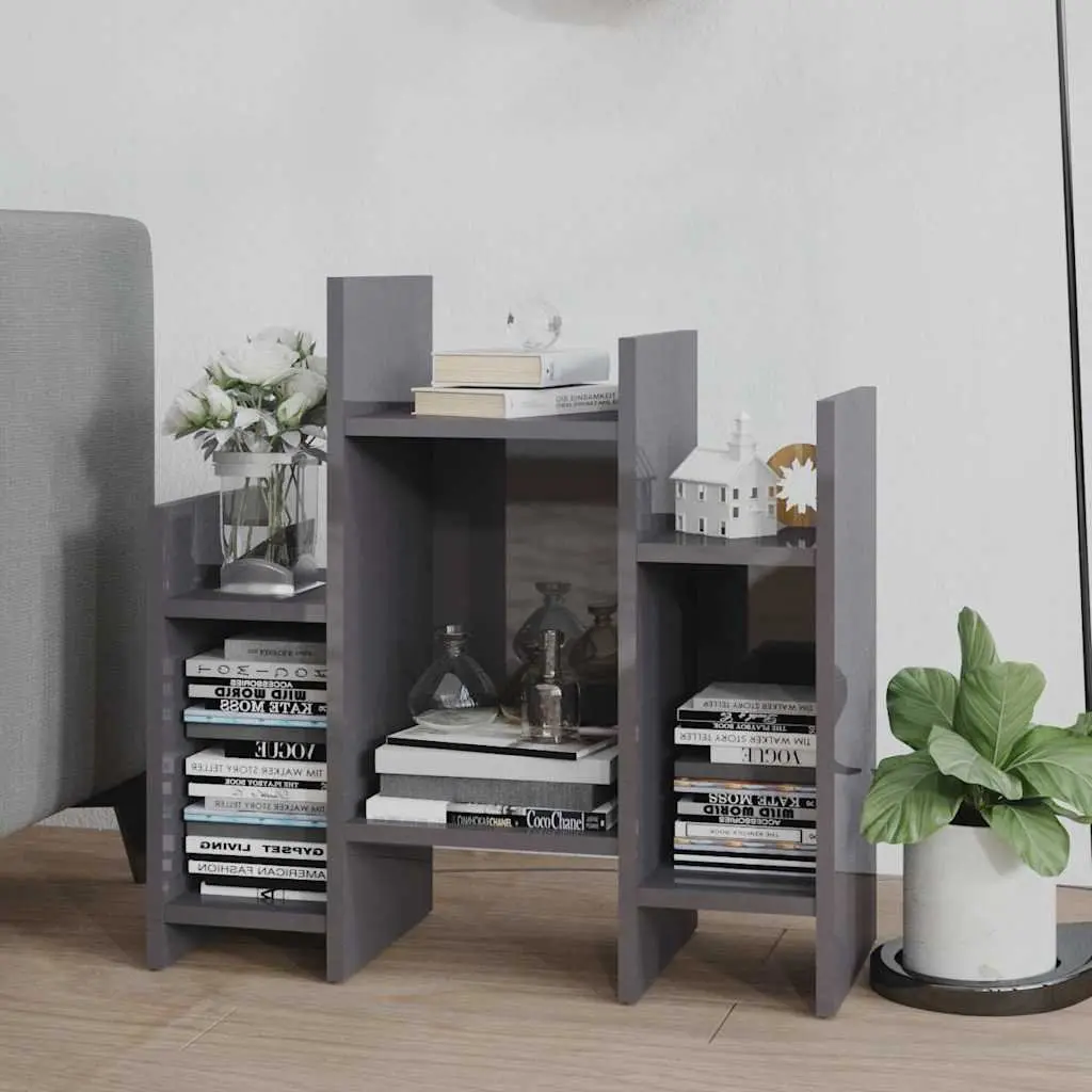 Side Cabinet Engineered Wood 60 x 26 x 60 cm Grey 6 Shelves Storage Unit Living Room Furniture
