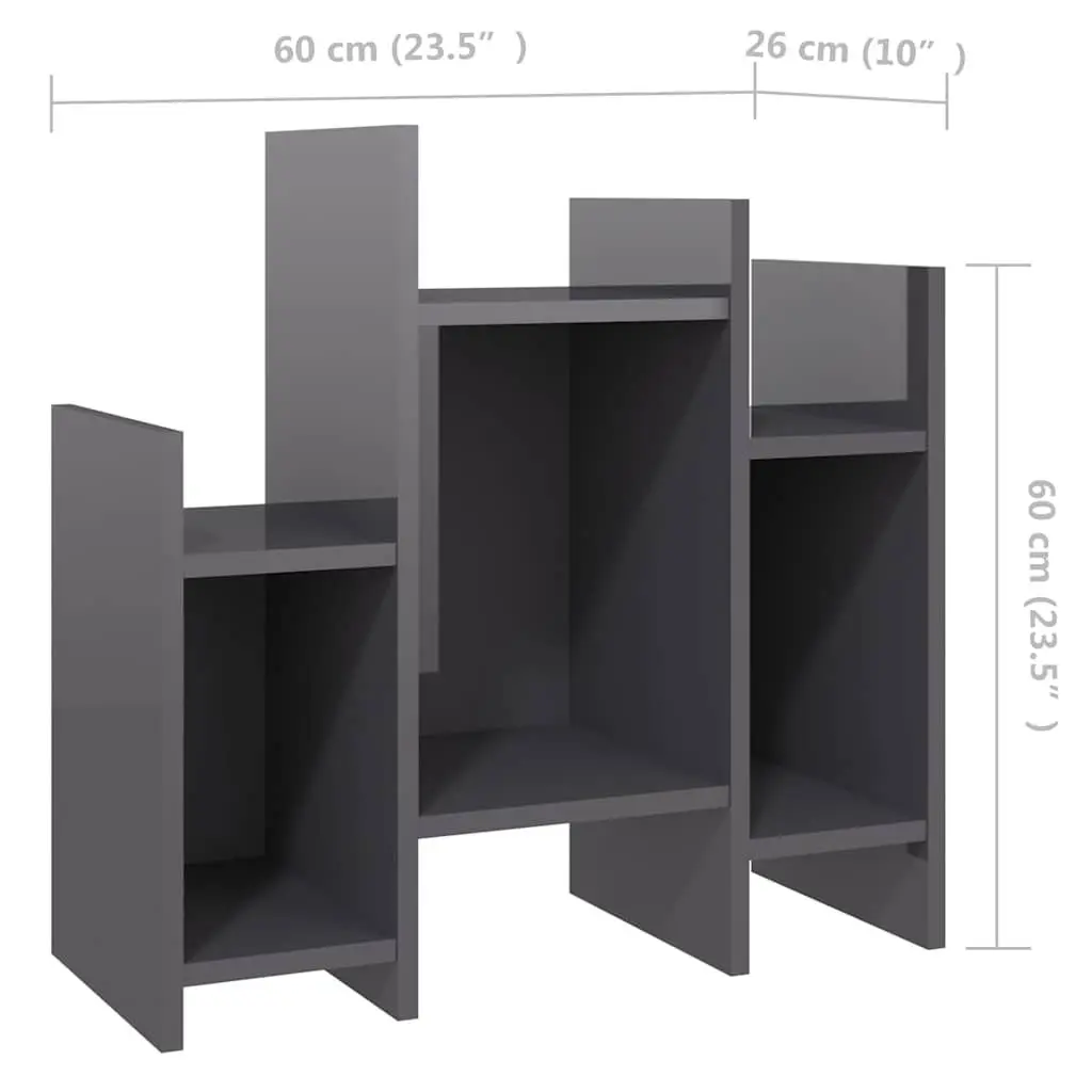 Side Cabinet Engineered Wood 60 x 26 x 60 cm Grey 6 Shelves Storage Unit Living Room Furniture