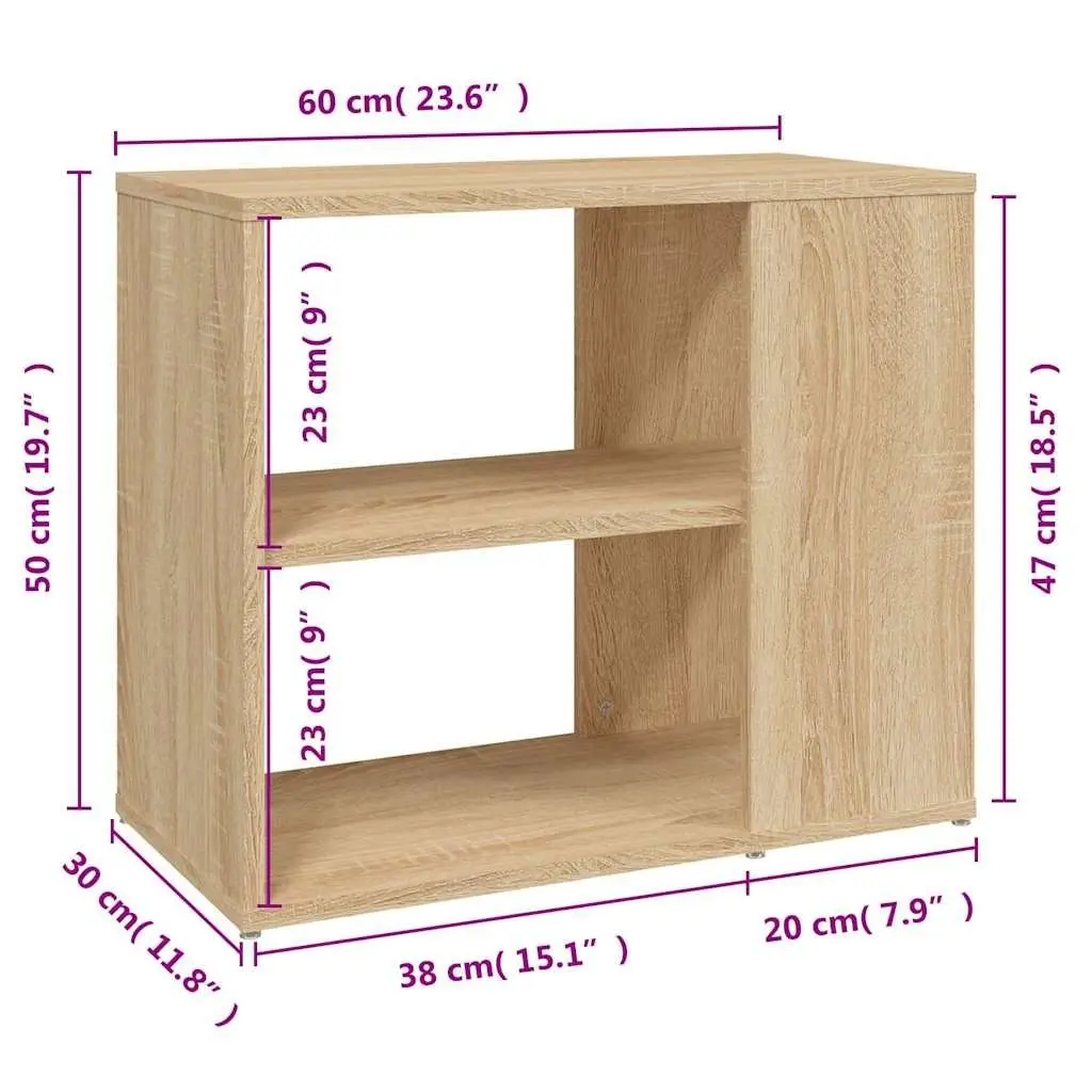 Side Cabinet Engineered Wood 60 x 30 x 50 cm Brown Storage Furniture