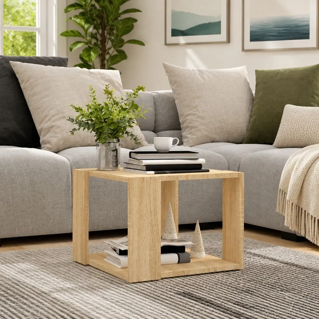 Coffee Table Engineered Wood Storage Shelf Brown 40x40x30cm
